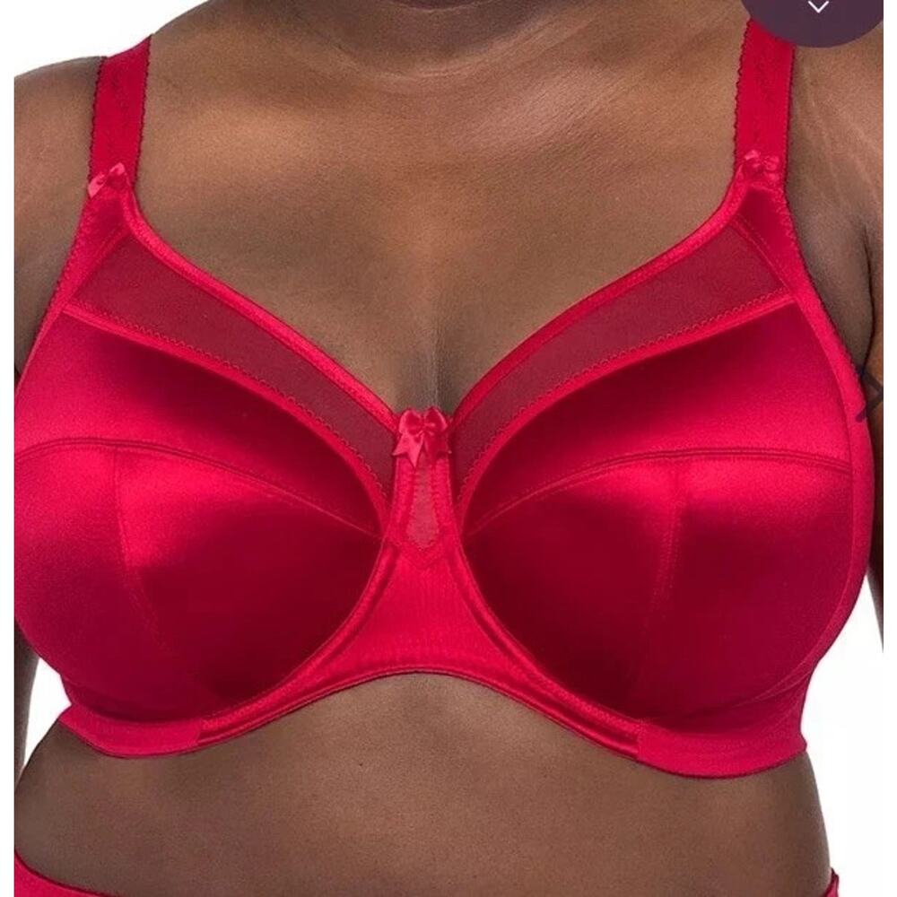 NEW Goddess 6090 Kiera Underwire Bra Crimson Red Satin Bra 38H